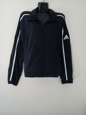adidas Black Performance Track Jacket with White Accents